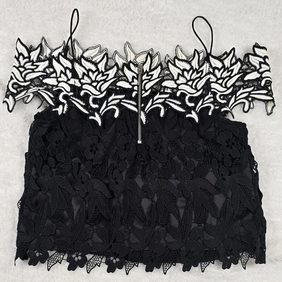 TopShow Romantic Goth Black Lace Off-Shoulder Bardot Top Sz.4 - Picture 5 of 11